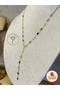 Women's Gold Color Stone Detailed Steel Y Necklace - 3