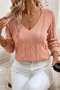 Women's Hair Braided V-Neck Powder Knitwear Sweater