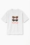 Oversize White Unisex Sunglasses Printed T-Shirt T-Shirt
