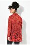 Women's Plus Size Red, Sleeve Mouth Elastic, A-Line, Polka Dot Print Chiffon Shirt 65N39101 - 4