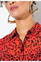 Women's Plus Size Red, Sleeve Mouth Elastic, A-Line, Polka Dot Print Chiffon Shirt 65N39101 - 5