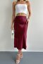 Polka Dot Pattern Viscose Satin Midi Length Skirt on Burgundy Background - 3