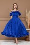 Chiffon Flounce Detailed Midi Dress - Cobalt Blue - 5
