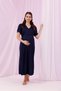 Navy Blue Lace Detailed Long Dressing Gown Maternity Nightgown-Dressing Gown Set of 2 - 6