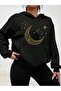 Design Moon Star (* Printed Hooded Black Gray Hoodie Sweatshirt Oversize