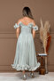 Chiffon Ruffle Detail Midi Dress - MINT GREEN - 8