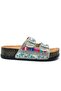 Feles Double Buckle Cork Sole Stone Detailed Women's Slippers Silver - 2