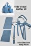 Tods Bag Kit Leather Knitting Kit Set of 4 Bags with Blue Cordless Buckle Wallet