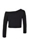 Siyah-Beyaz 2'li Paket %100 Pamuk Asimetrik Kayık Yaka Crop Örme T-Shirt TBBAW26BF00001 - 9