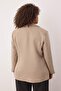 Bej Oversize/Bol Kesim Büyük Beden Dokuma Ceket TBBAW26AG00010 - 5