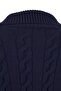Wardrobe Essentials Lacivert Premium İplikDevrik Yaka Saç Örgülü Basic Triko Hırka | TWOAW26HI00137 - 7
