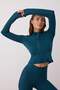 Zümrüt Yeşili Vücuda Oturan Fermuarlı Dik Yaka Örme Spor Ceket/Sweatshirt TWOAW23BZ00592 - 2