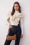 Tan Suede Adjustable Strap Detailed Oval Women's Shoulder Mini Bag Takaw26Oc00003