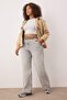 Açık Gri Yüksek Bel Geniş Paça Büyük Beden Wide Leg Jeans TBBSS24CJ00048