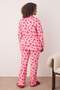 Pembe %100 Pamuklu Kalp & Leopar Desenli Gömlek-Pantolon Örme Pijama Takımı TBBAW26AI00017 - 5