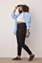 Siyah Beli Lastikli Skinny Örme Büyük Beden Pantolon TBBAW23AR00023 - 2