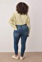 More Sustainable Lacivert Yüksek Bel Esnek Büyük Beden Skinny Jeans TBBAW24CJ00048 - 4