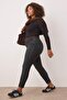 Gri Yüksek Bel Esnek Skinny Denim Büyük Beden Jeans TBBAW26CJ00006