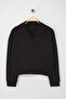 Teen Siyah Düz Regular/Normal Kalıp Örme Sweatshirt TWOAW26SW00049 - 6