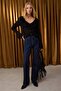 Özel Koleksiyon Koyu Mavi Kuş Gözü Bağlama Detaylı Yüksek Bel Wide Leg Jeans TWOAW26JE00042 - 3