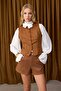 Special Collection Tan Buttoned Slim/Fitted Knitted Suede Blouse Twoaw26Bz00009 - 3