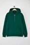 Zümrüt Yeşili Oversize/Geniş Kesim Fermuarlı Kapüşonlu İçi Polarlı Basic Sweatshirt TMNAW25SW00050 - 10