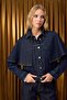 Özel Koleksiyon Koyu Mavi Çıkarılabilir Pelerinli Denim Panço Ceket TWOAW26CE00001 - 6