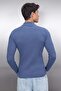 Indigo Fitted Dar Kalıp Pamuklu Yarım Balıkçı Yaka Fitilli Triko Kazak TMNAW21KZ0568 - 9