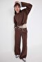 Teen Kahverengi Relaxed Kalıp Wide Leg/Geniş Paça Örme Sweatshirt/Alt Eşofman Takımı TWOAW26AU00059 - 2