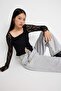 Teen Siyah Düğmeli Fitted/Vücuda Oturan Dantel Örme Bluz TWOAW26BZ00016