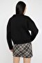 Teen Siyah Düz Regular/Normal Kalıp Örme Sweatshirt TWOAW26SW00049 - 5