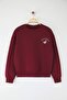 Bordo Animal Nakışlı Regular/Normal Kalıp Kalın İçi Polarlı Örme Sweatshirt TWOAW24SW00196 - 5