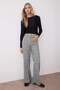 Gray Plaid Flare Bootcut Fabric Trousers Twoaw26Pl00067 - 2