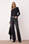 Siyah More Sustainable Yüksek Bel Aksesuar Detaylı Wide Leg Jeans TWOAW26JE00104 - 2