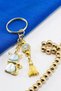Handmade Daisy Cluster Blue Pearlescent Cute Kitten Keychain, Gift Keychain - 6