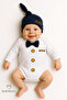 Little Boss Baby Boy Long Sleeve Snap Body and Beanie Set Button Printed with Bow Tie 100% Cotton