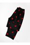 Mother-Daughter Cotton Fabric Suede Black Color Red Heart and Piping Shirt Collar Buttoned Pajamas - 7