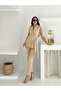 Cream Belted Vest with Belt Carrot Pants Woven Fabric Double Suit - 2