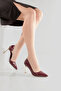 Women's Burgundy Patent Leather Stiletto Gold Plated Heels Stylish and Comfortable Stiletto 9 cm - 2