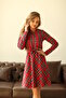 Red Plaid Flared Dress Mother Daughter Combination (Single for Sale) - 6