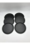 6-Piece Metal Round Tea, Coffee, Cake Serving Tray Decorative Presentation Tray Black 22 cm - 4
