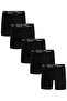 Men's 5-Piece Combed Cotton Long Leg Black Boxers with Elastic Waist