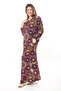 Women's Plus Size Plum Collar Lace-up Long Sleeve Maxi Length Dress 65N37866 - 7