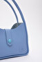 Blue Shk79 Leather Hand and Shoulder Bag with Button Detail and Snap Fastener Makeup Bag E:30 L:22 W:10 - 3
