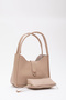 Mink Shk79 Leather Hand and Shoulder Bag with Button Detail and Snap Fastener Makeup Bag E:30 L:22 W:10 - 2