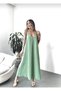 Mint Aerobin Fabric Adjustable Strap Long Mint Colored Dress