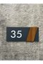 Door Number Anthracite Matte Plexiglass with Wooden Decoration 15X7 cm Self Adhesive Plexiglass Side Series