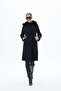 Women's Fur-Trimmed Black Cashmere Coat / Collection - 4