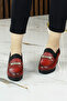 Catherine Red Leather Wedge Heels Stretch Casual Shoes - 3