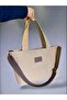 Crossbody Shoulder Bag - Beige Waxed Canvas Medium Size Satchel Bag - 2